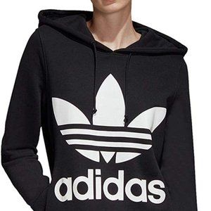 🆕adidas Originals Women's Adicolor Trefoil Hoodie, Black/White, Brand NEW, NWT